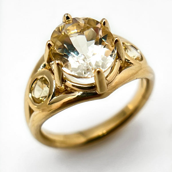 Oocha Mani - Yellow Topaz & Sapphire Ring for Brihaspati (Jupiter)