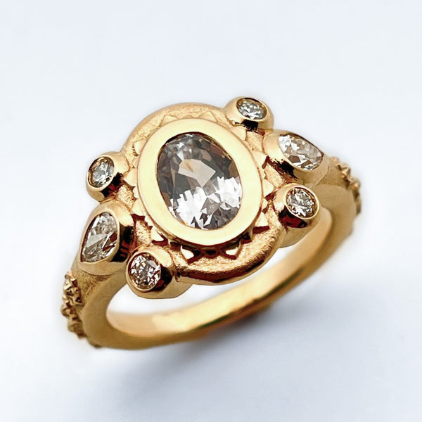 Oocha Mani - Diamond & White Sapphire Ring for Shukra (Venus). Jyotish jewelry. Vedic astrology jewelry, vedic gemstone, jyotish gemstone, vedic bridal jewelry