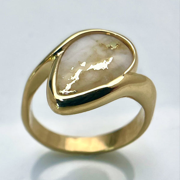 Oocha Mani - Gold Quartz Engagement Ring, 18K Gold